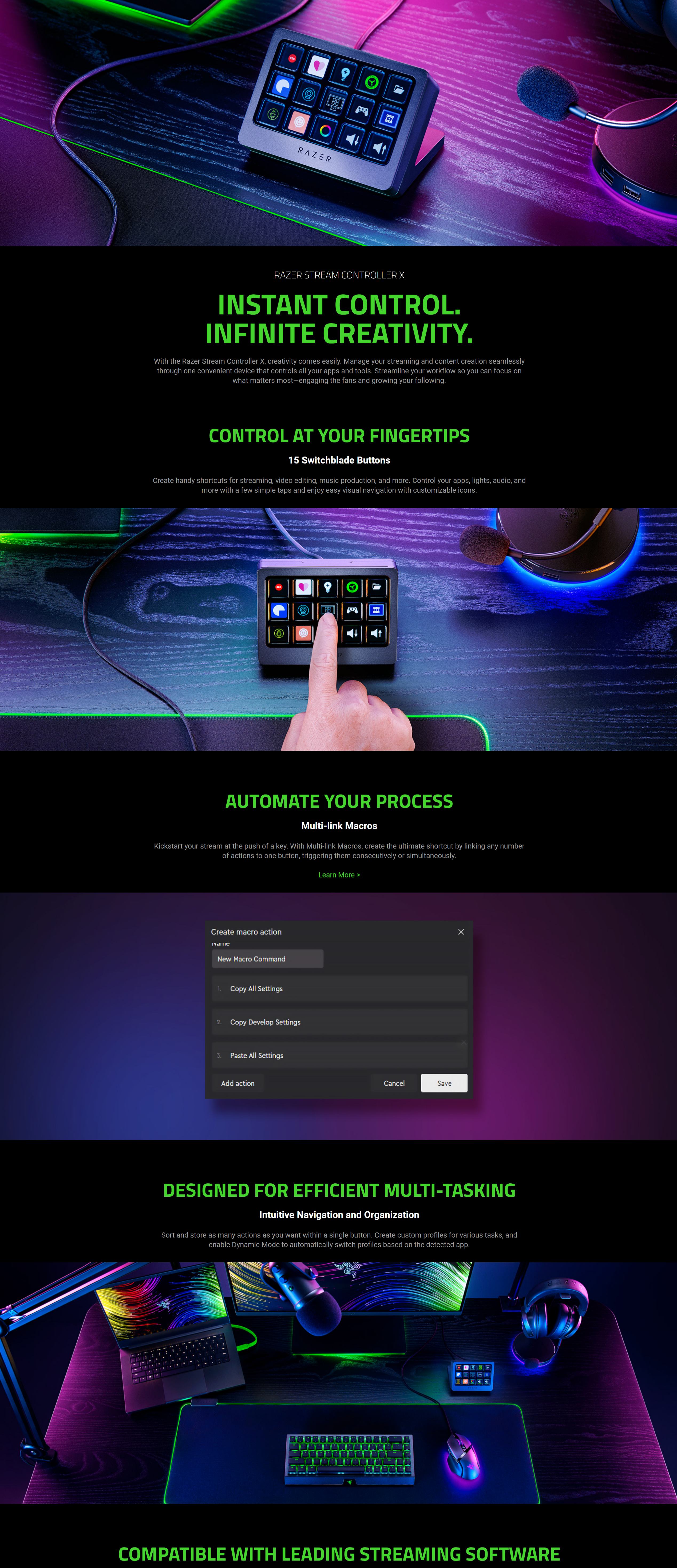 A large marketing image providing additional information about the product Razer Stream Controller X - All-in-one Keypad for Streaming - Additional alt info not provided